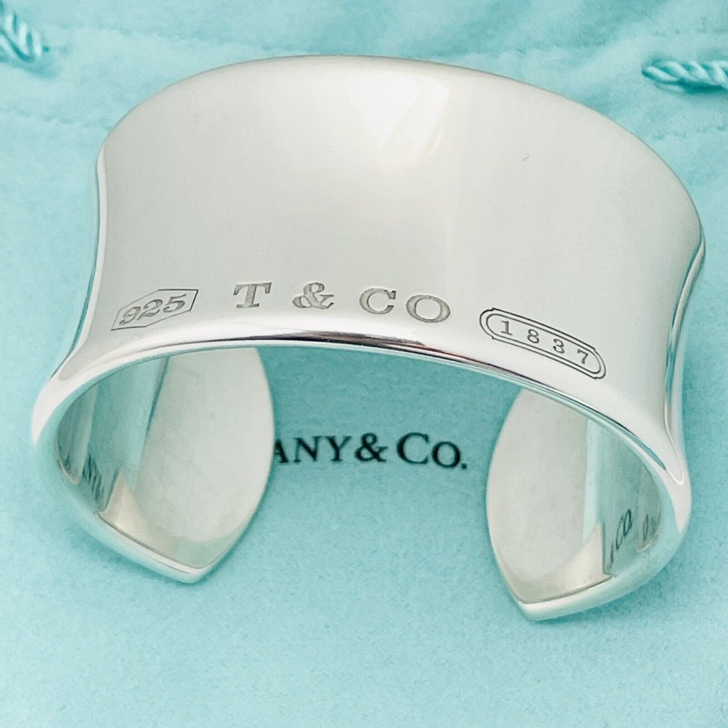 Small 6.25" Tiffany & Co 1837 Extra Wide Cuff Bracelet In Sterling Silver
